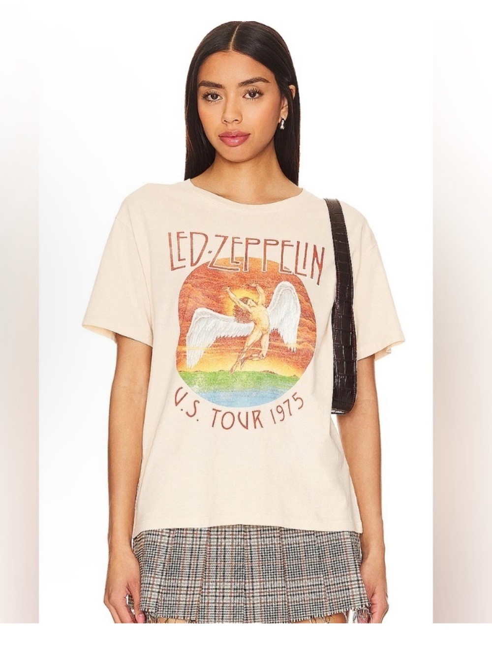 NWT Free People Daydreamer Led Zeppelin Tour 1975 Graphic BF Tee 100% Cotton